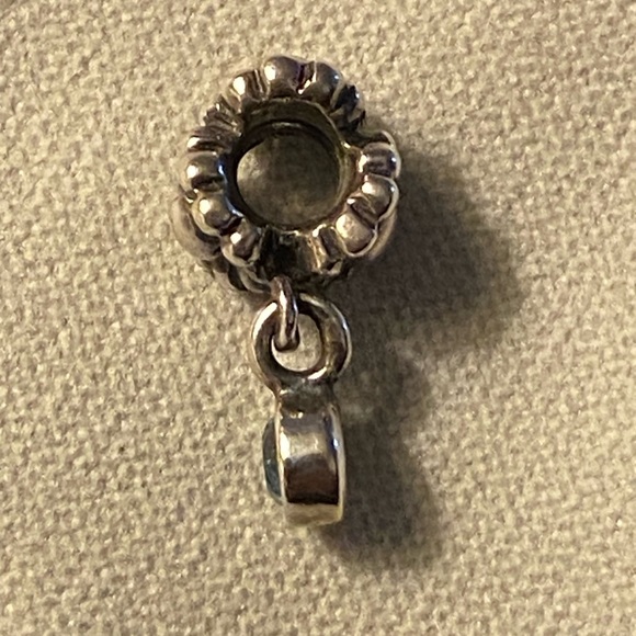 Pandora Retired Blue Topaz Dew Drop Daisy Dangle Sterling Silver Bracelet Charm - Picture 5 of 8